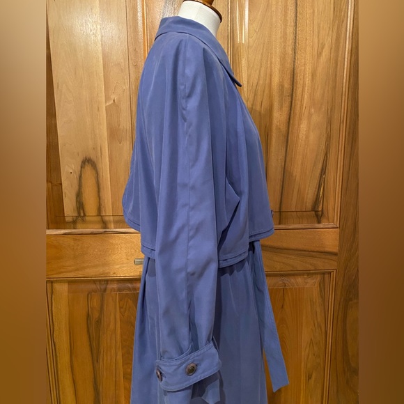 Very VTG Fitzwright Forget-Me-Not Blue Silky Soft Trench Coat, EUC, 16 - Picture 11 of 16